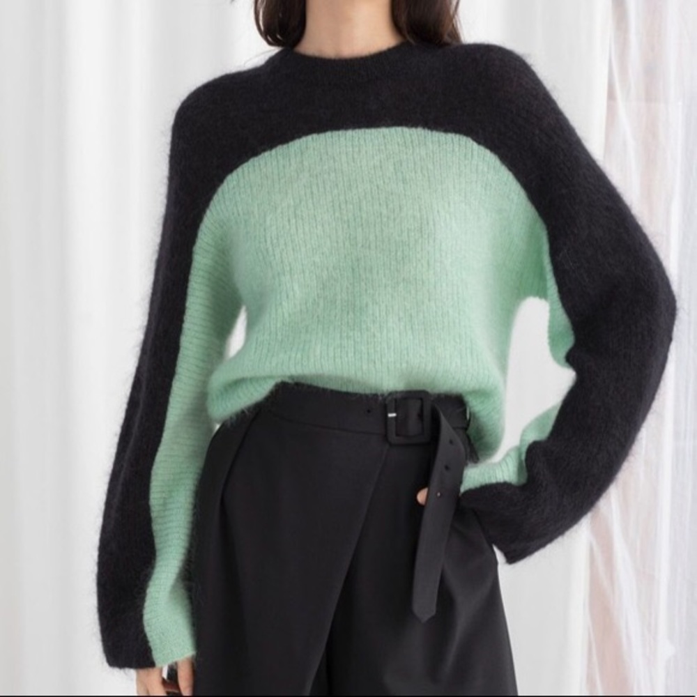 & Other Stories Colorblock cropped mohair sweater